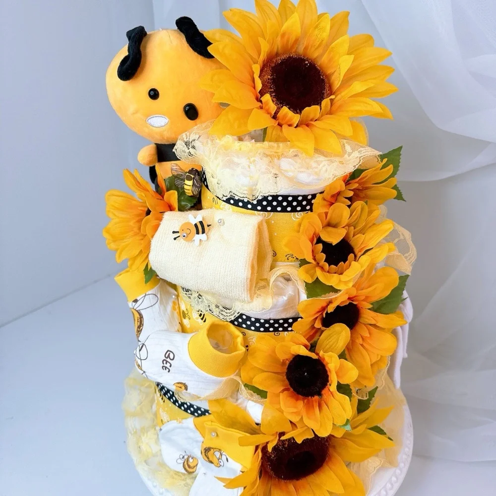Bee Diaper Cake, Sunflowers Diaper Cake